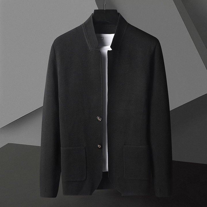 Schwarz Herren Strickjacke modern und leicht