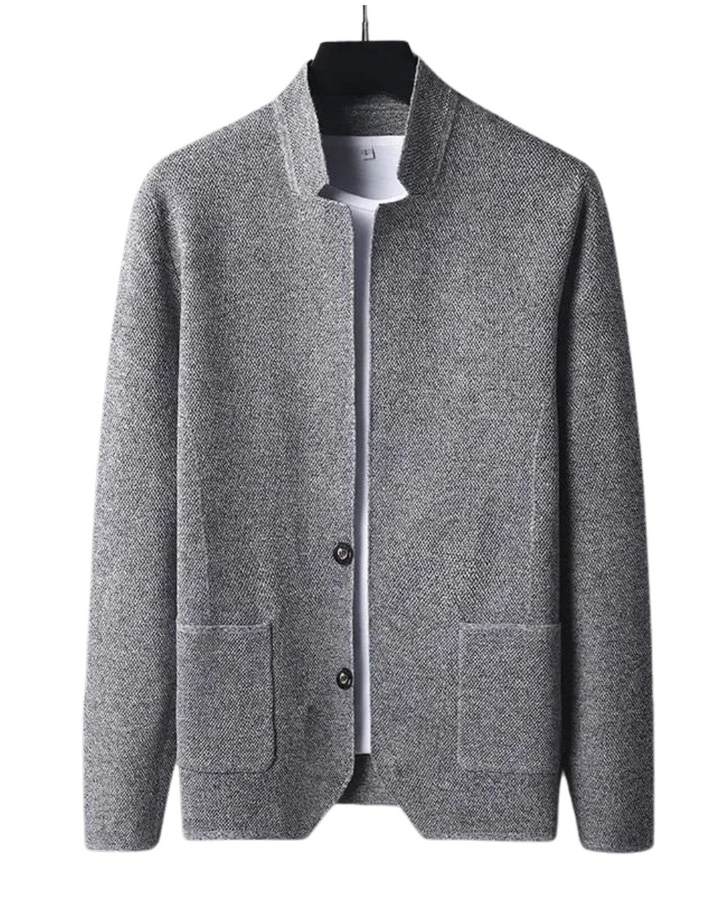 Grau pastell Herren Strickjacke Regular Fit