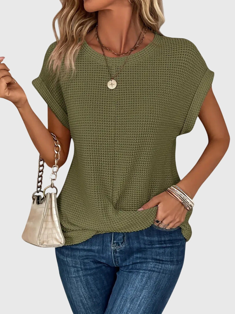Vielseitiges Waffelstrick Shirt für Damen, ideal für den Alltag