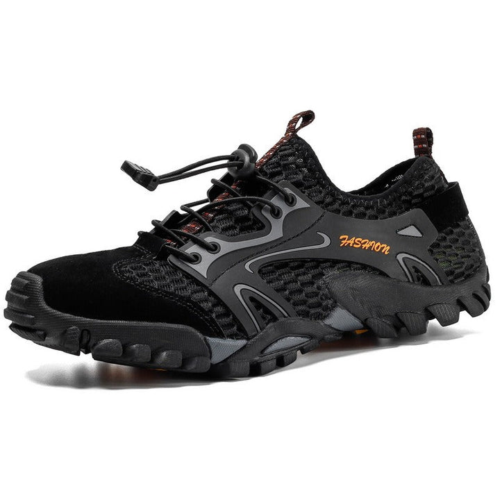Schwarze ergonomische Wanderschuhe mit atmungsaktivem Mesh-Design für Damen und Herren
