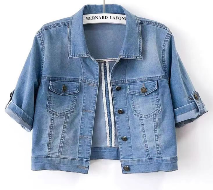 Damen Jeansjacke mit Kurzen Ärmeln