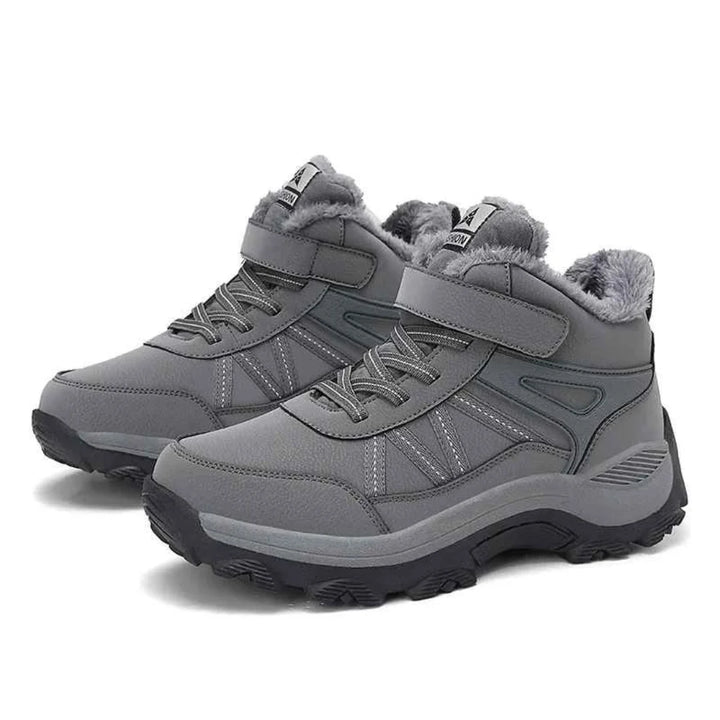 Modische Damen-Winterschuhe mit Klettverschluss. Warm gefüttert und wasserabweisend für Outdoor-Abenteuer.