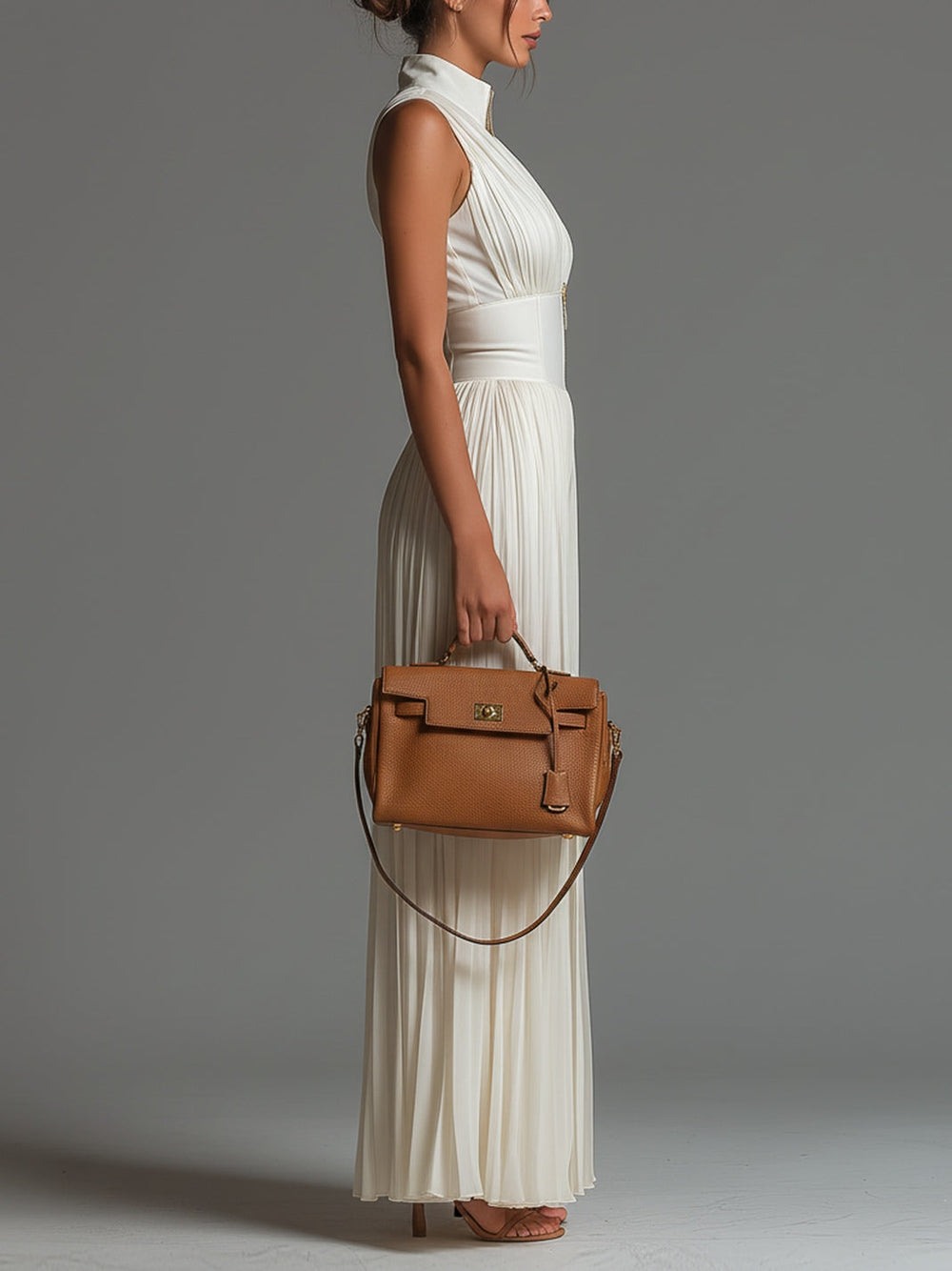 Damen Jumpsuit in Weiss mit Plissees in Seitenansicht