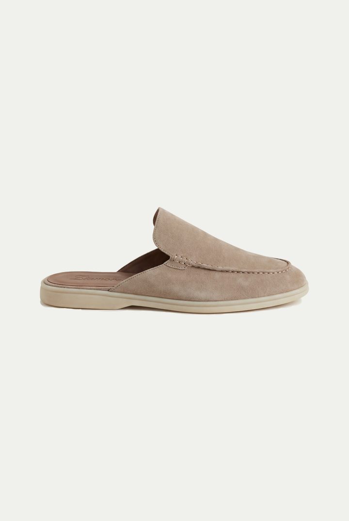Herren Offene Mule Pantolette in Grau-Orange, bequemer Sommerschuh für Alltag & Freizeit.