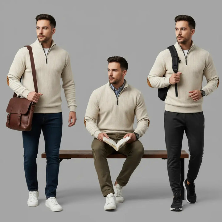 Herren Pullover Mit Gerippten Bündchen