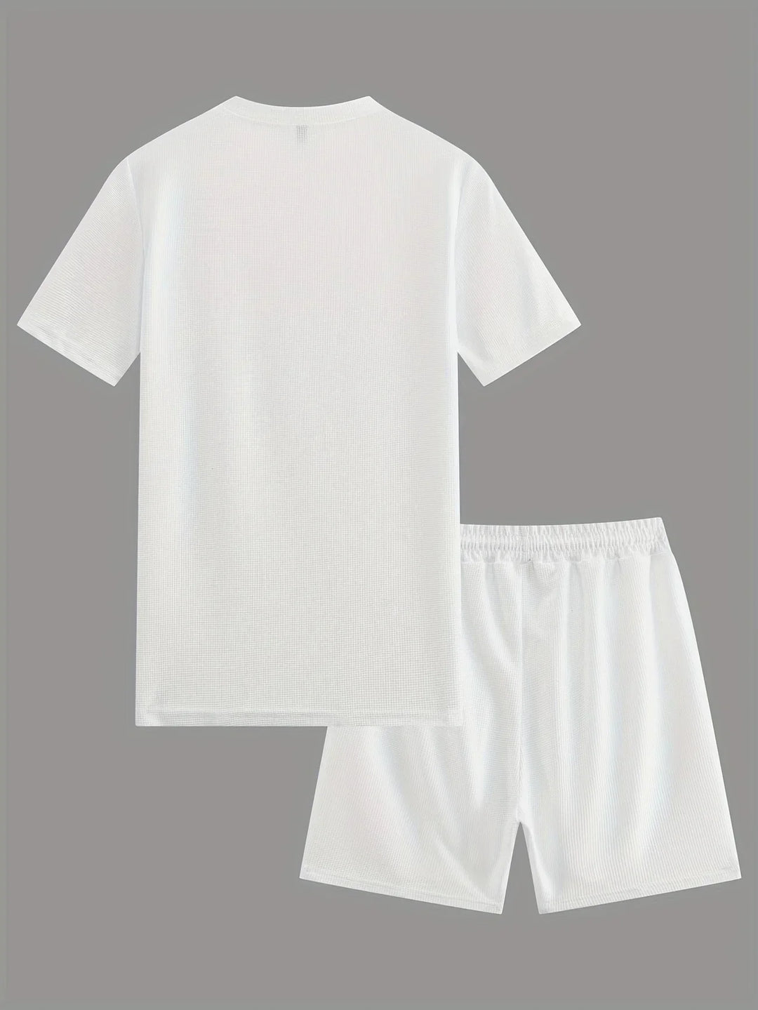 Herren Fitness Outfit in modischem Waffelstrick, nah aufgenommen für Stofftextur und Qualität