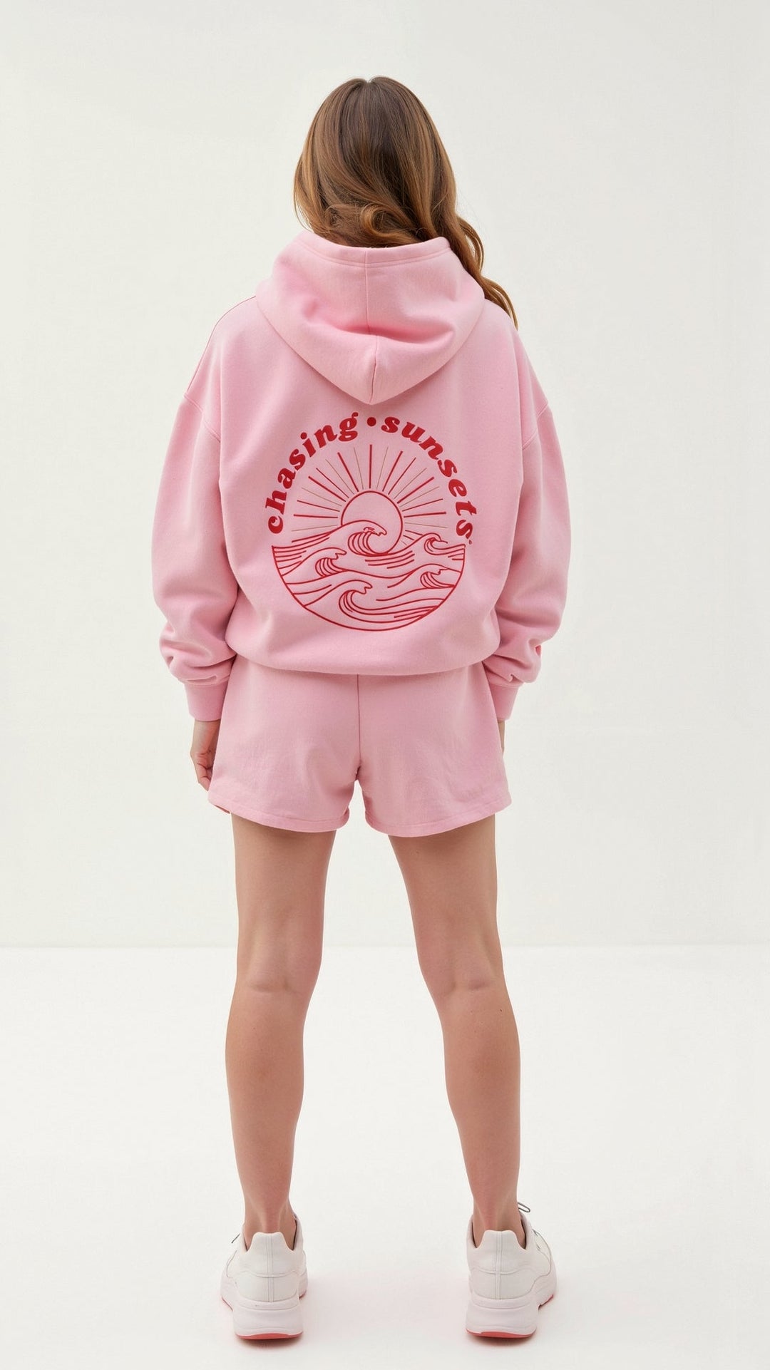 "Abigail Bestickter Kapuzenpullover, tropisches Design, Rückenansicht, bestickte Motive, gemütlicher, eleganter Hoodie"