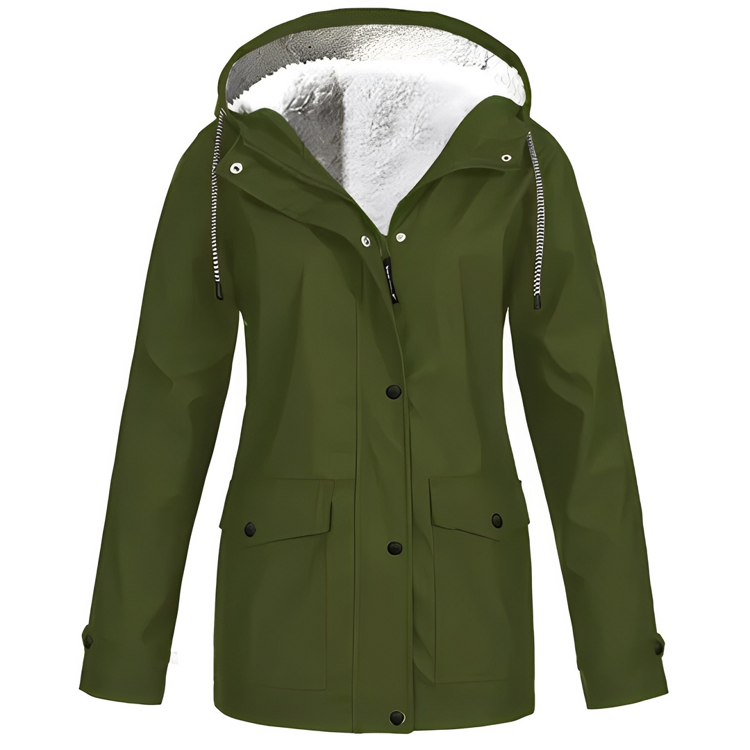 Elvira Damenmode Regenmantel, Nahaufnahme des wasserdichten Materials