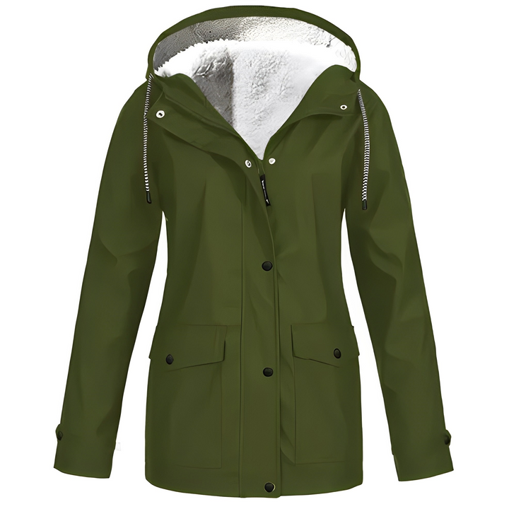 Elvira Damenmode Regenmantel, Nahaufnahme des wasserdichten Materials