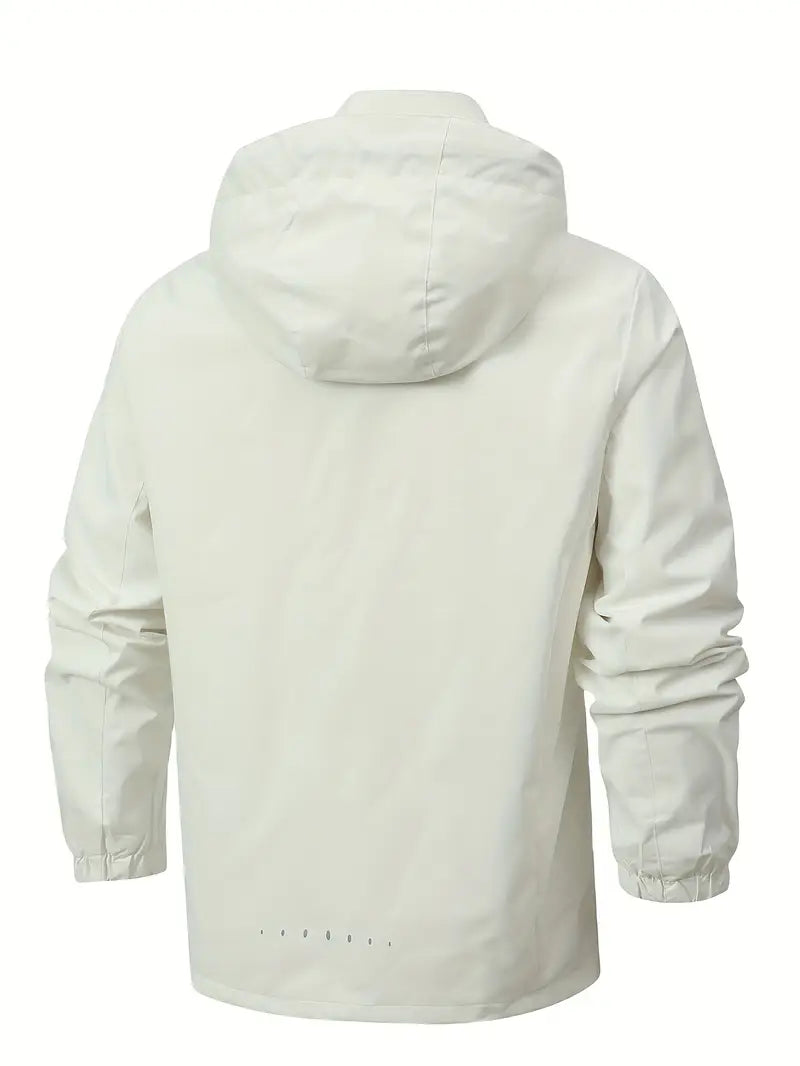Beige Herren Outdoorjacke mit Kapuze für Freizeit und urbane Spaziergänge