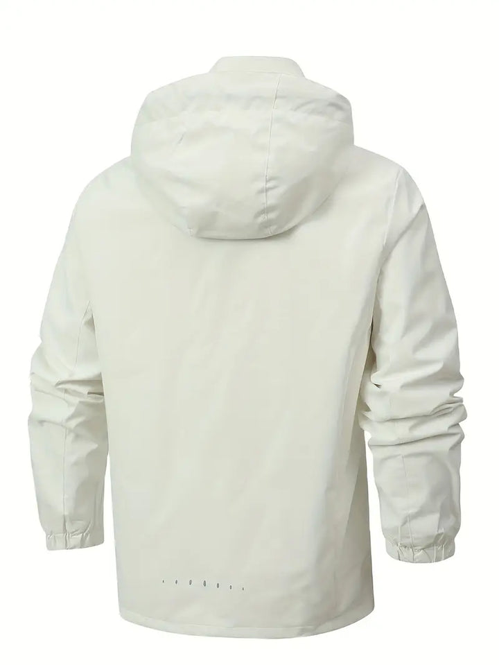 Beige Herren Outdoorjacke mit Kapuze für Freizeit und urbane Spaziergänge