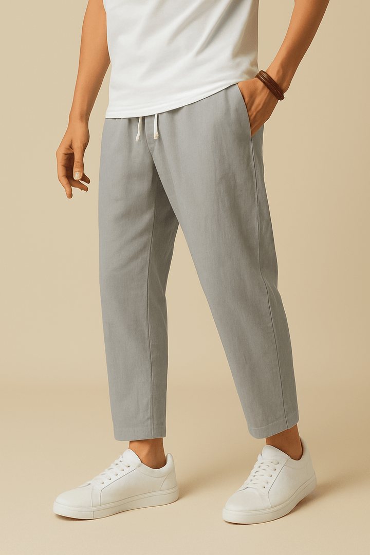 Leichte Herren Sommerhose mit Kordelzug in Detailansicht