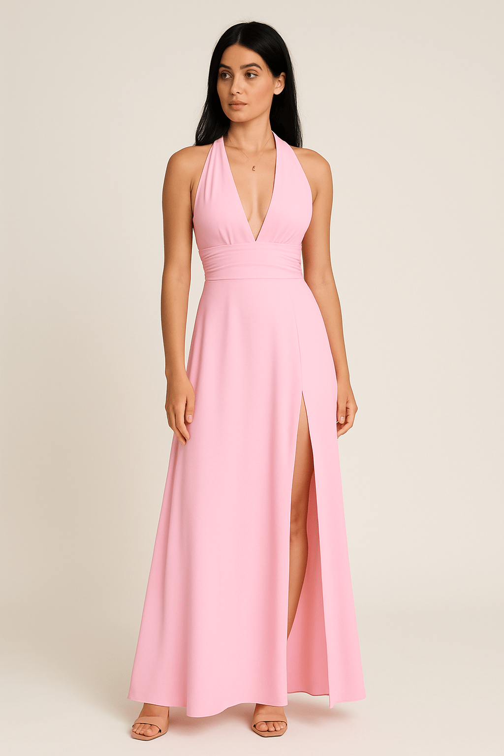 Festliches Damenabendkleid mit hohem Schlitz als Hochzeitsgast Outfit