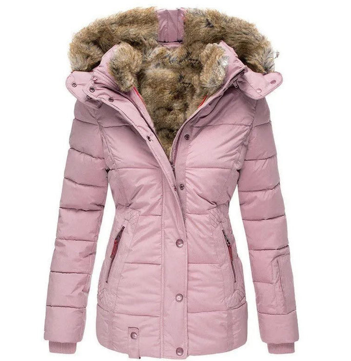 Moderne taillierte Damen Winterjacke für kalte Tage mit praktischen Taschen
