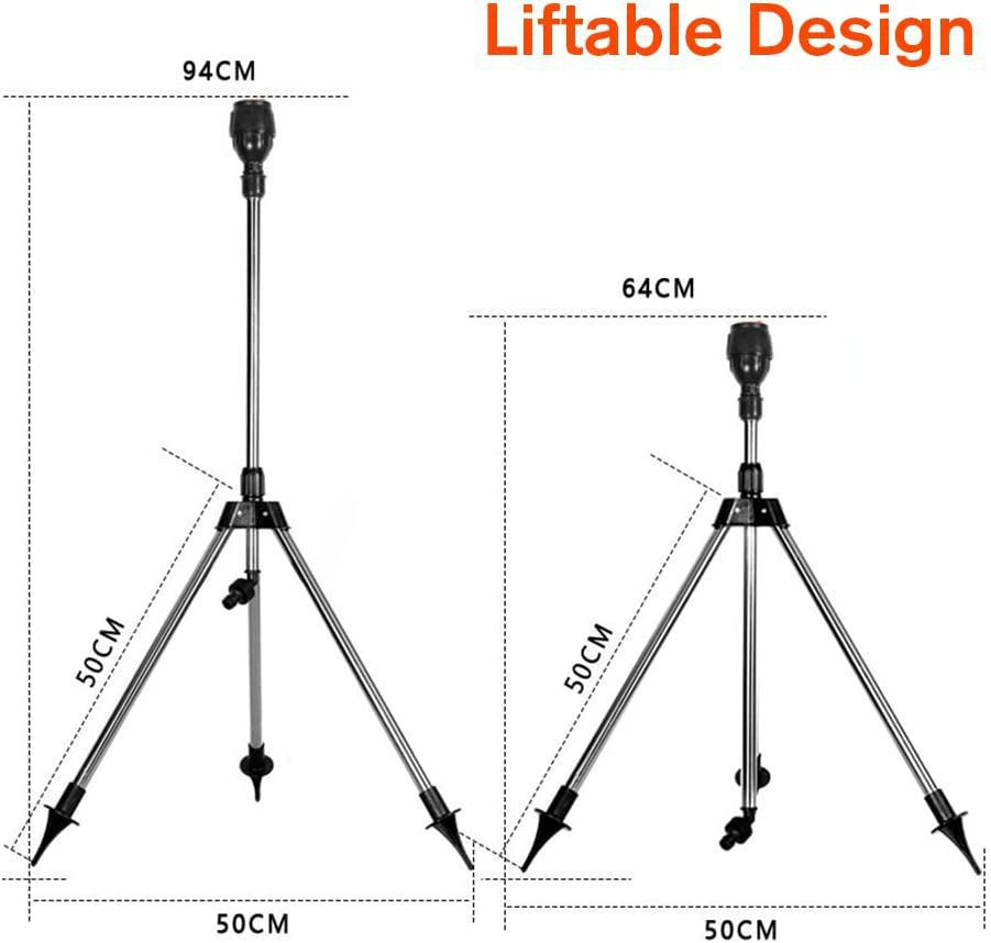 "Automatischer rotierender Gartensprinkler auf einziehbarem Stativ, robustes Design, sorgt für gleichmäßige Gartenbewässerung