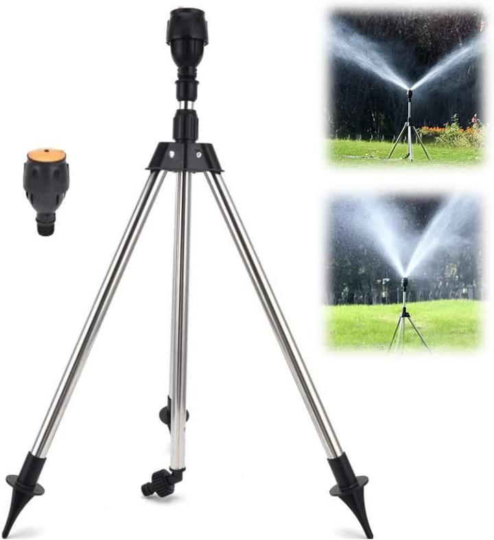 "Automatischer rotierender Gartensprinkler auf einziehbarem Stativ, robustes Design, sorgt für gleichmäßige Gartenbewässerung