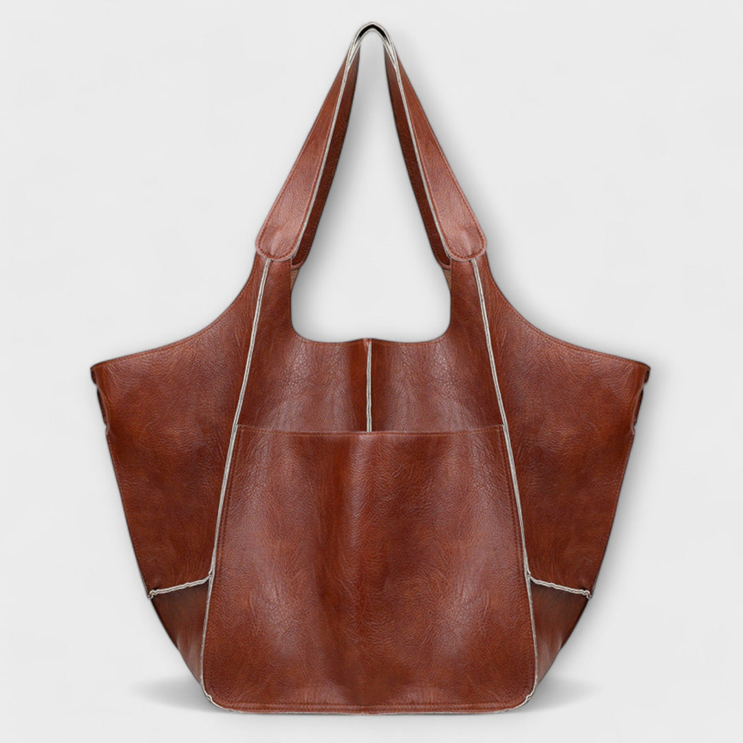 Damen Oversize Wochenendtasche Arwen in Braun von vorne
