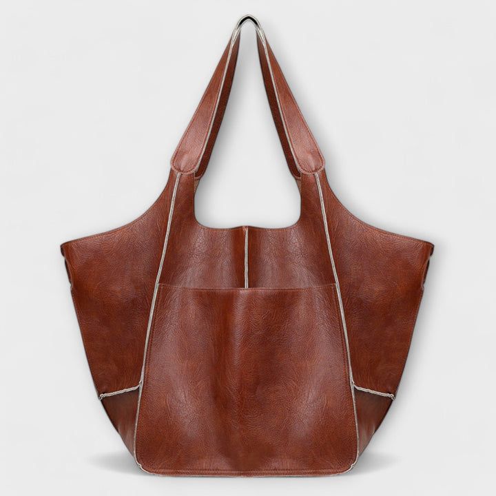 Damen Oversize Wochenendtasche Arwen in Braun von vorne