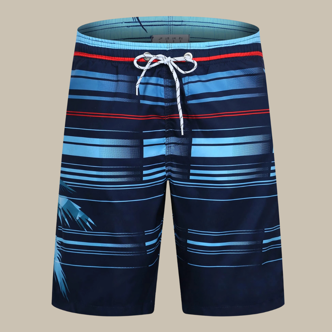 AquaWave Herren Badeshorts mit Streifenmuster in Dunkelblau, ideal für Sommer und Strand