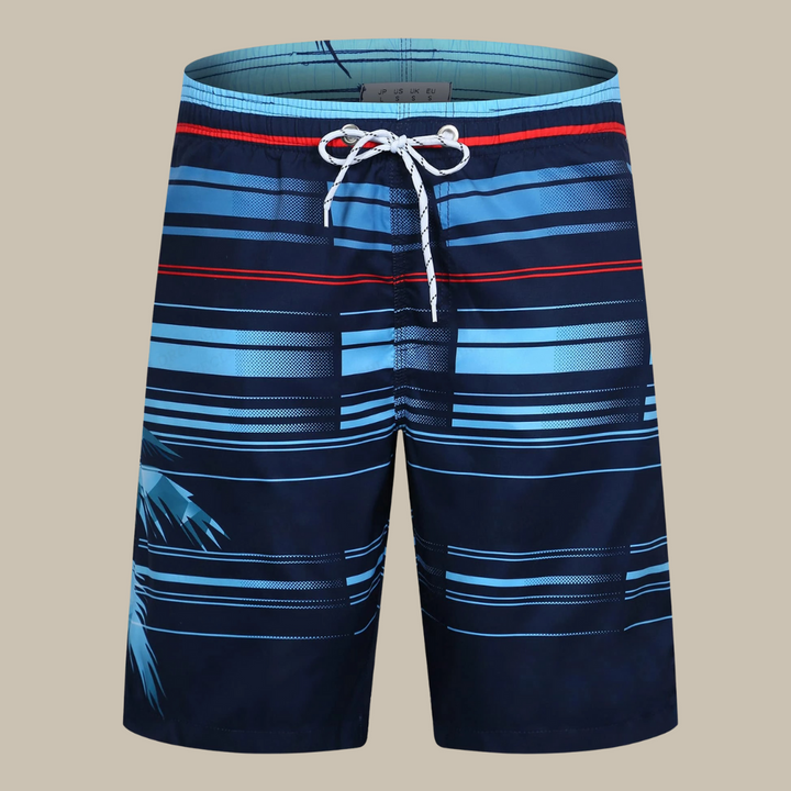AquaWave Herren Badeshorts mit Streifenmuster in Dunkelblau, ideal für Sommer und Strand