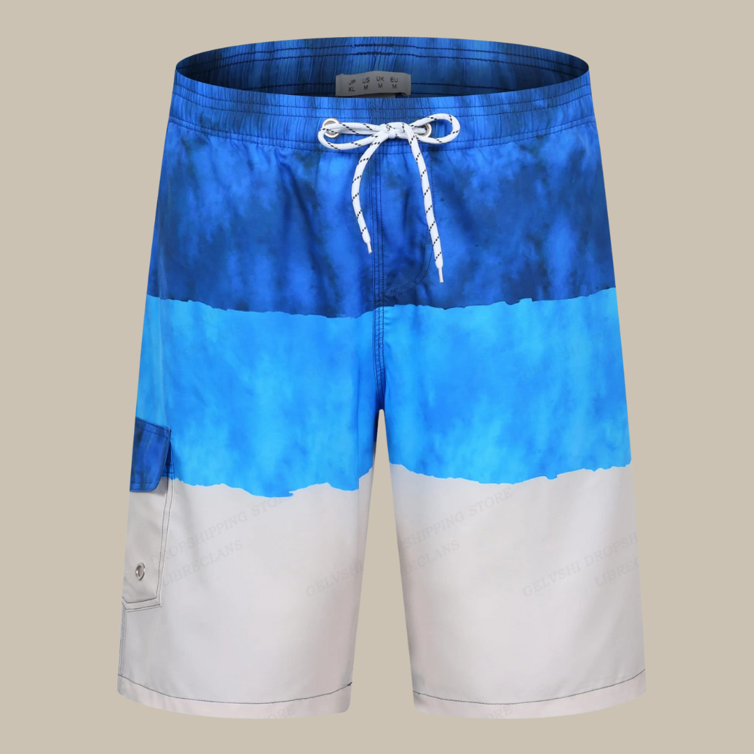 AquaWave Herren Badeshorts mit Streifenmuster in Hellblau, Blick auf die Vorderseite