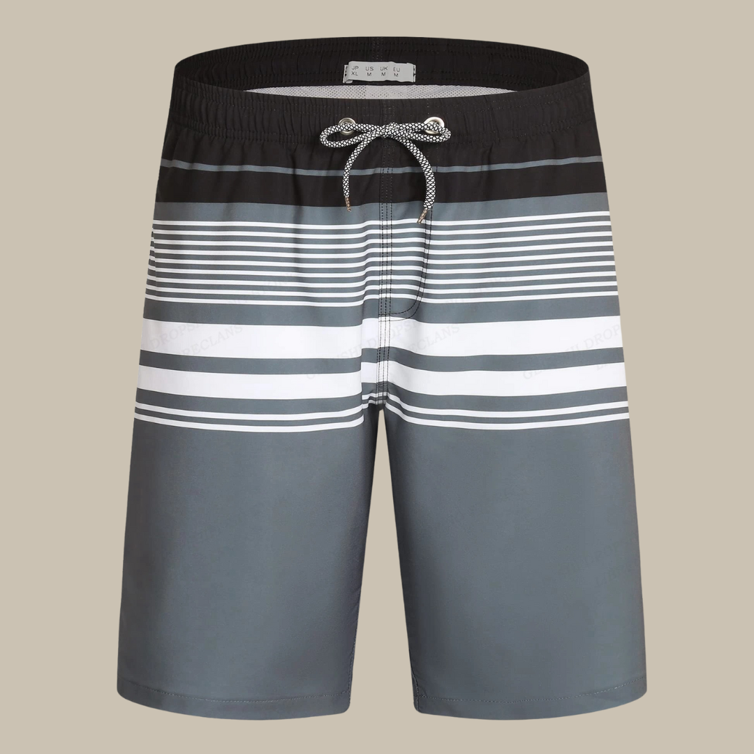 AquaWave Herren Badeshorts mit Streifenmuster in Grau, schnell trocknend