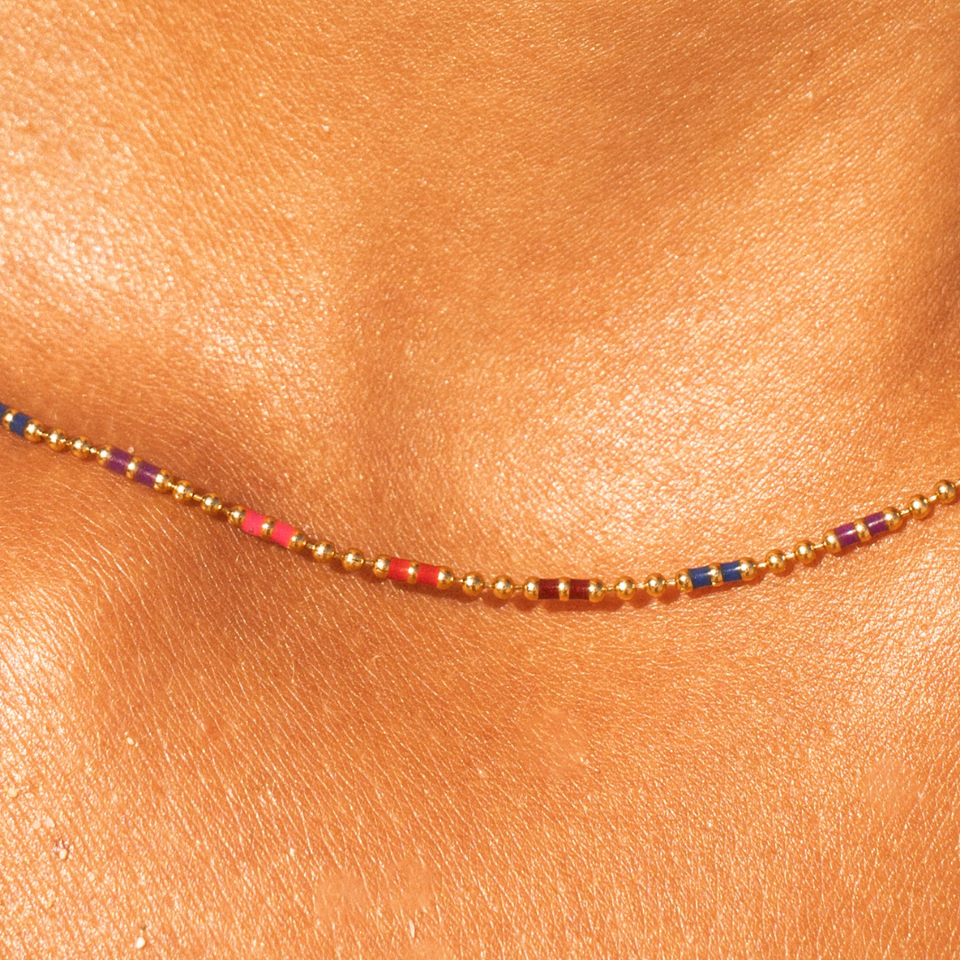 Wasserdichter Schmuck farbige Perlen Choker Halskette Damen