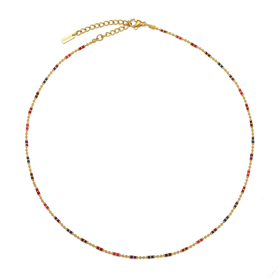 Choker Halskette mit bunten Perlen im Regenbogen Design
