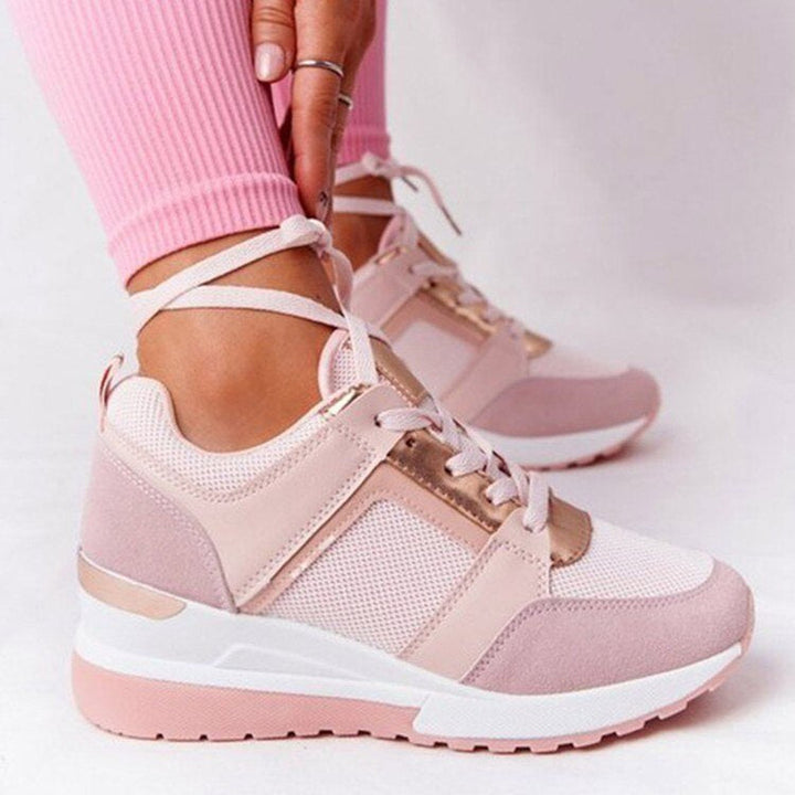Leichte Damen Keilabsatz Sneaker, bequeme Plateau Schuhe für Freizeit und Spaziergänge.