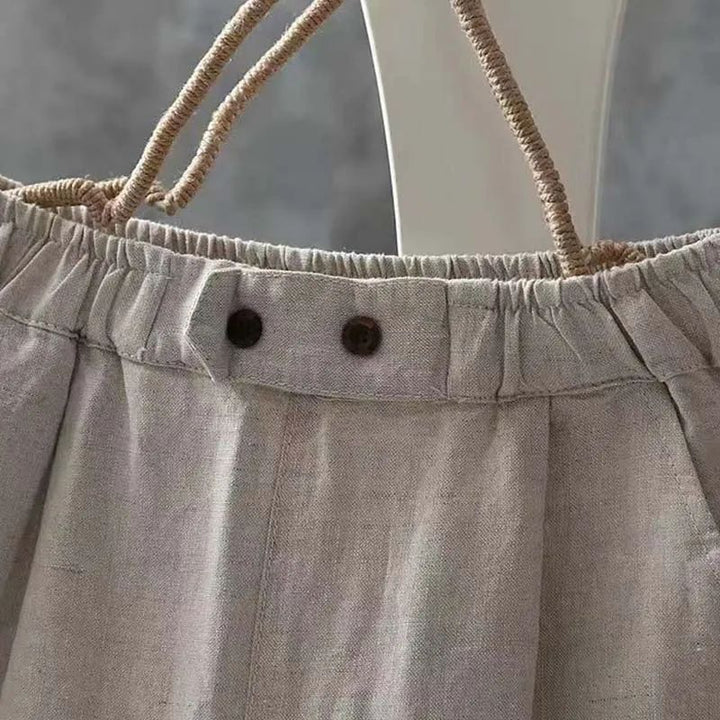 Vielseitige Damen-Freizeithose aus atmungsaktivem Leinenstoff mit elastischem Bund für Sommer.