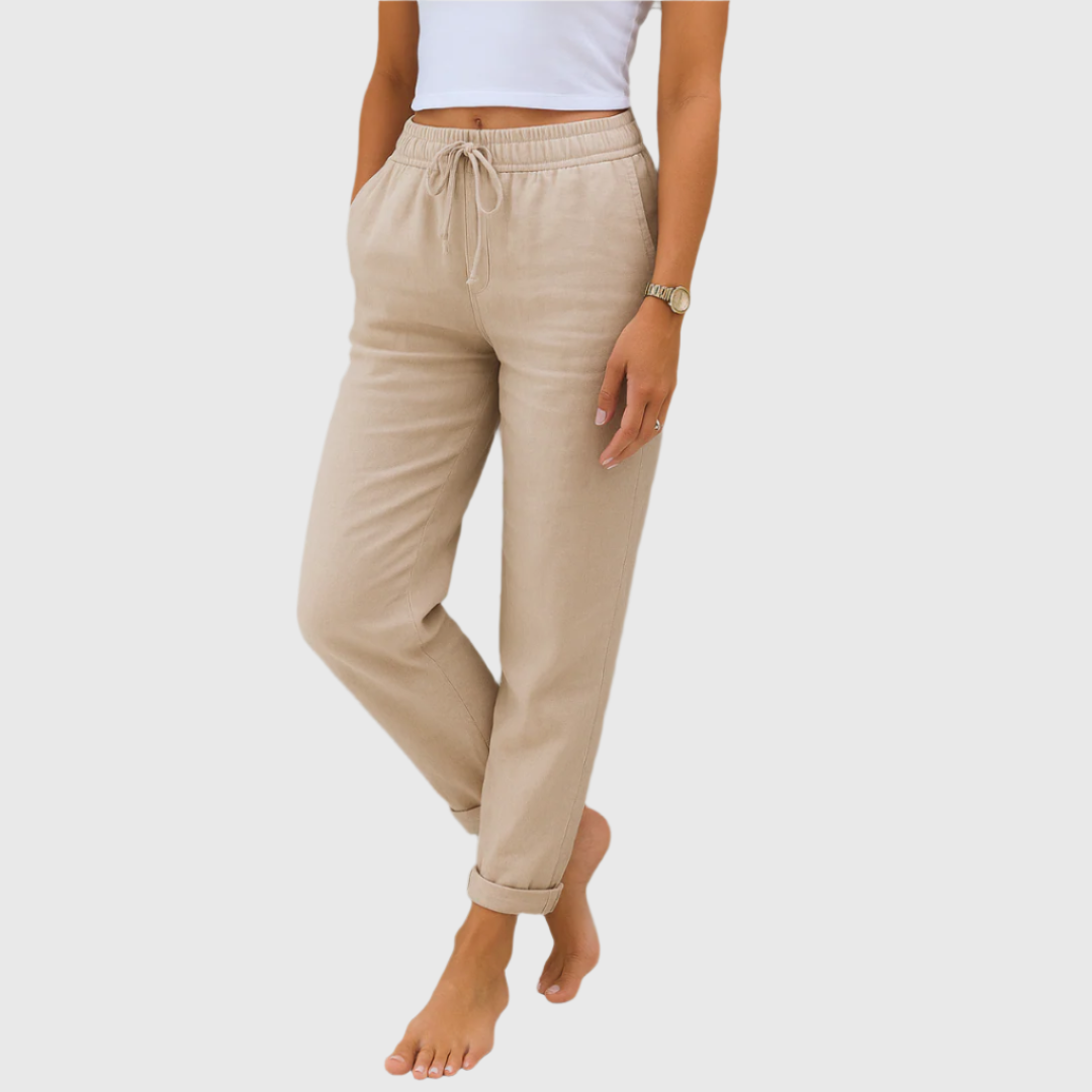 Bequeme Damen Stretchhose mit Elastikbund, perfekt für Komfort und Stil im Alltag.