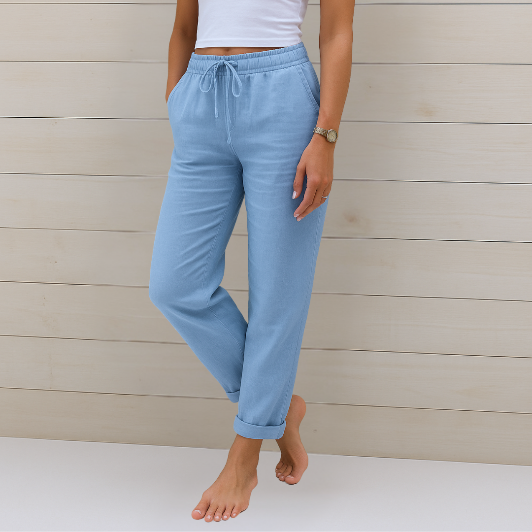 Damen Stretchhose mit flexiblem Elastikbund für optimalen Tragekomfort. Elegant und bequem.