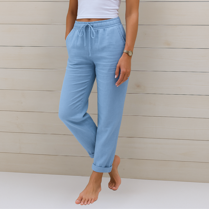 Damen Stretchhose mit flexiblem Elastikbund für optimalen Tragekomfort. Elegant und bequem.