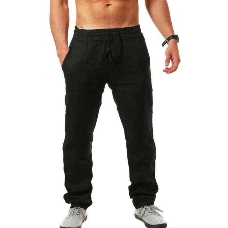 Stylische unifarbene Herren Leinenhose Jogger; atmungsaktiv und vielseitig für Business Casual & Streetwear.