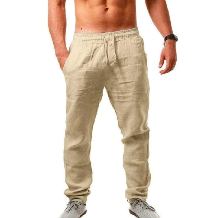 Vielseitige Herren Leinenhose Jogger, perfekt als Freizeithose oder Business Casual; bequemer Alltagskomfort.