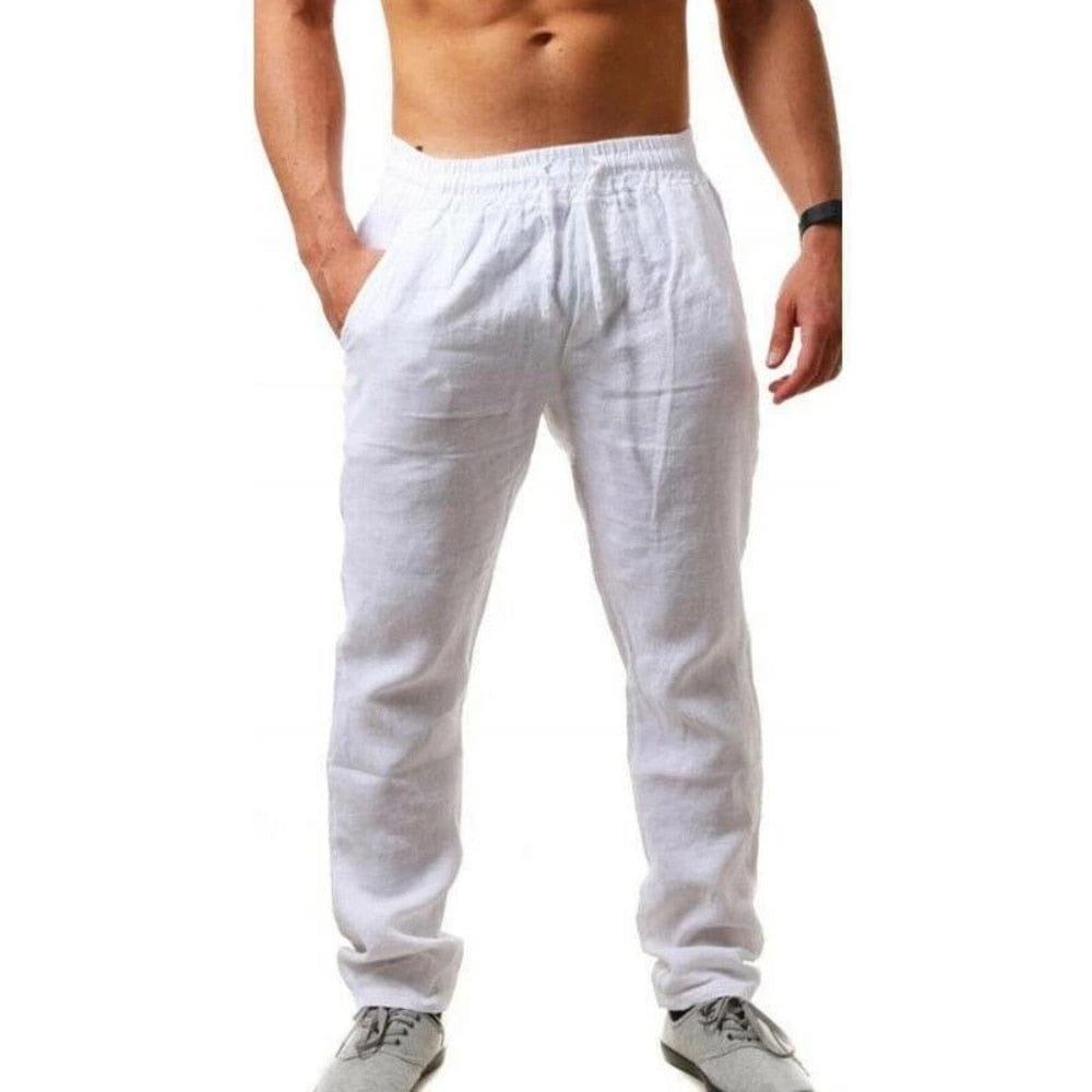 Robuste Herren Leinenhose Jogger; strapazierfähige Männerhose, ideal für Streetwear und lässige Business Casual Outfits.