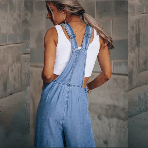 Eleganter Damen Jumpsuit Nataly in weiter Passform, perfekt für Frühling und Freizeit, mit verstellbarem Gürtel.