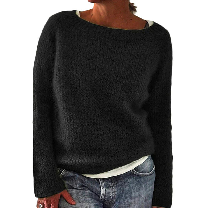 Langarm Damen-Pullover mit klassischem Rundhals. Vielseitiges Oberteil für lässige Eleganz.
