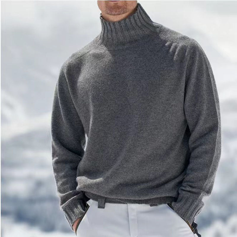 Eleganter Herren Rollkragenpullover, langarm, aus weichem Strick, ideal für stilvolle Winter- und Freizeitmomente.
