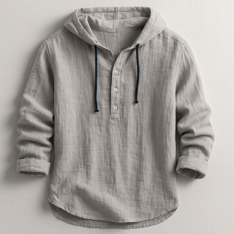 Weiches Herren Kapuzenhemd als gemütliches Langarmshirt. Perfektes Basic-Oberteil für kalte Tage.