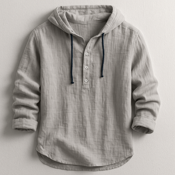 Weiches Herren Kapuzenhemd als gemütliches Langarmshirt. Perfektes Basic-Oberteil für kalte Tage.