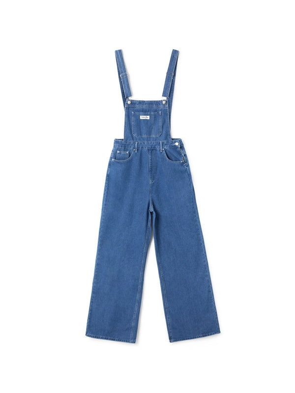 Lässige blaue Damen Latzhose im Boyfriend Jeans Stil. Vintage Denim Overall mit coolem Waschungseffekt.