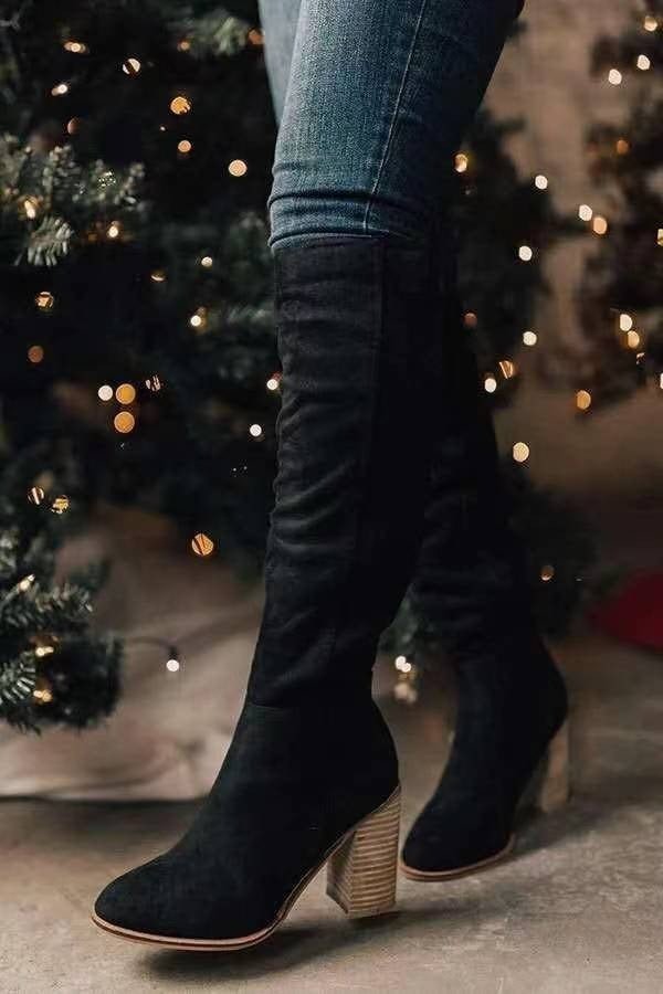 Schwarze Damen Stiefeletten mit Absatz und Stretch für hohen Komfort