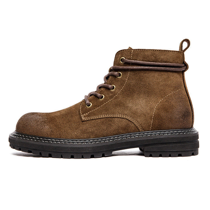 Vielseitige braune Herren-Arbeitsstiefel, wetterfest und robust, perfekt für Arbeit, Outdoor und Freizeit.