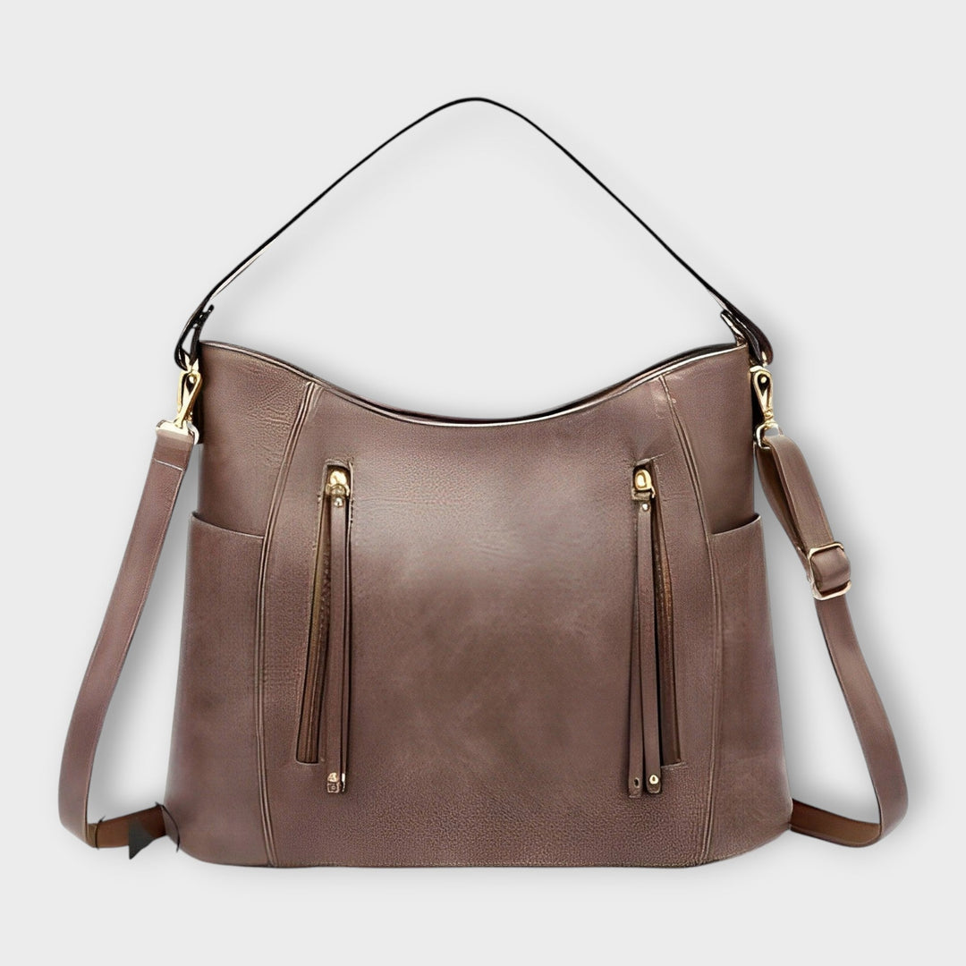Stilvolle Damen-Schultertasche in Braun; vielseitige Alltagstasche für eleganten und praktischen Gebrauch.