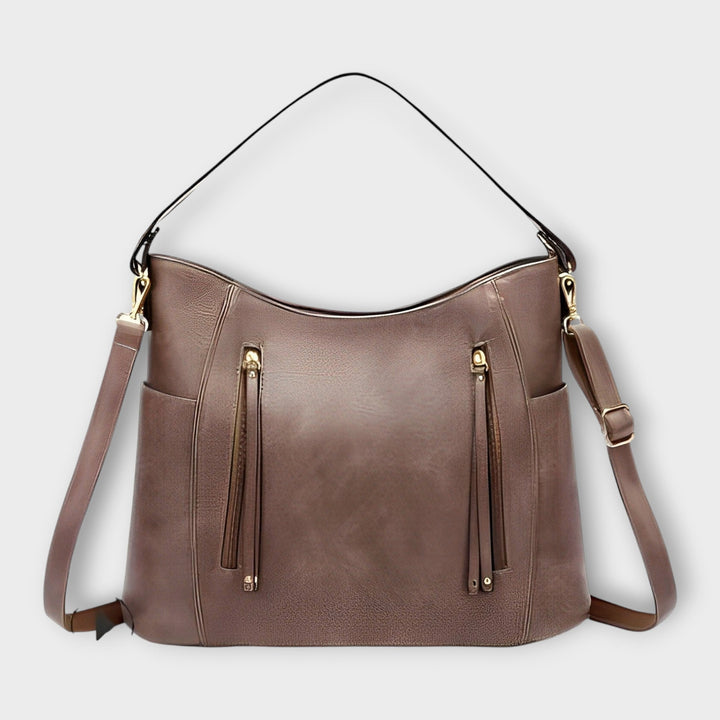 Stilvolle Damen-Schultertasche in Braun; vielseitige Alltagstasche für eleganten und praktischen Gebrauch.