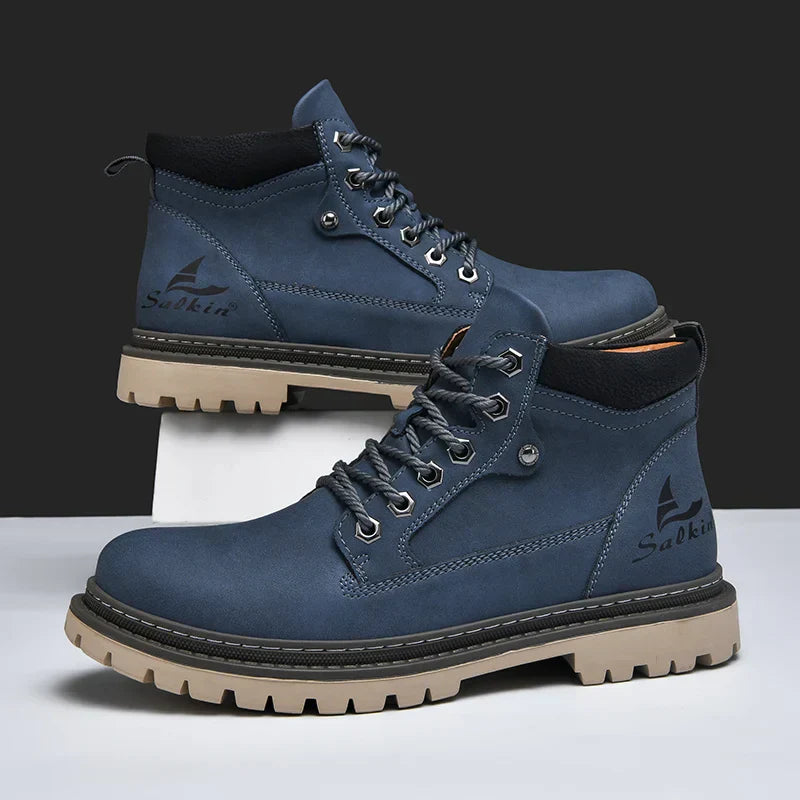 Langlebiger grüner Herren Schnürstiefel, Winterschuh, wasserabweisend und komfortabel für lange Touren.