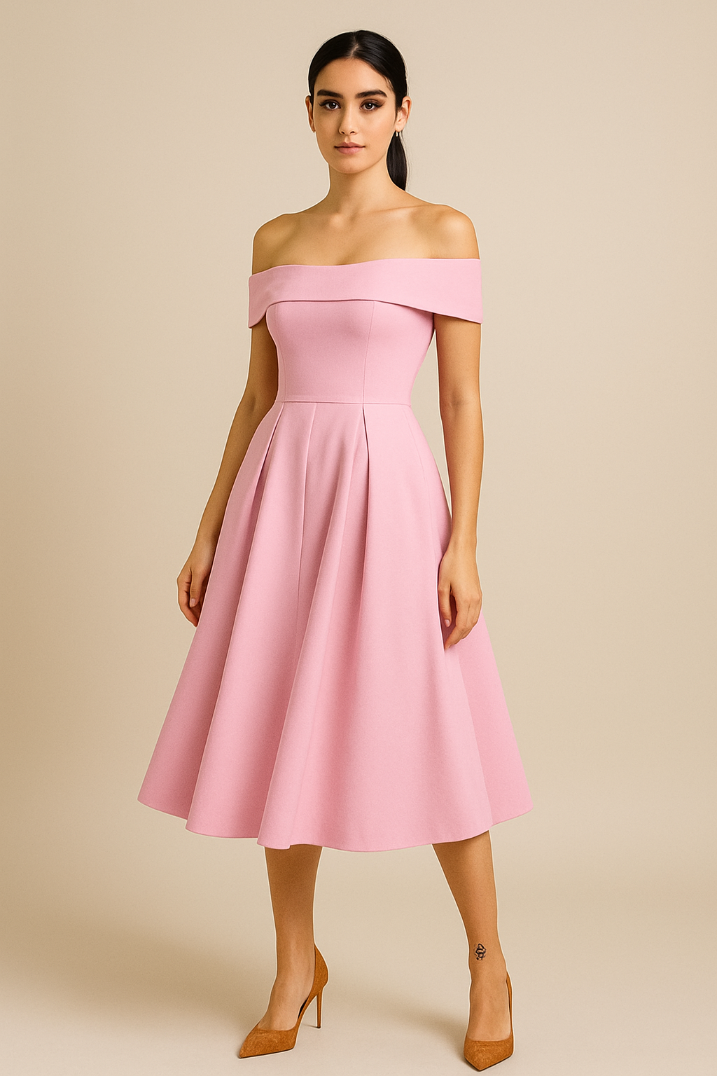 Festliches Sommerkleid für Damen mit schulterfreiem Ausschnitt und A-Linie