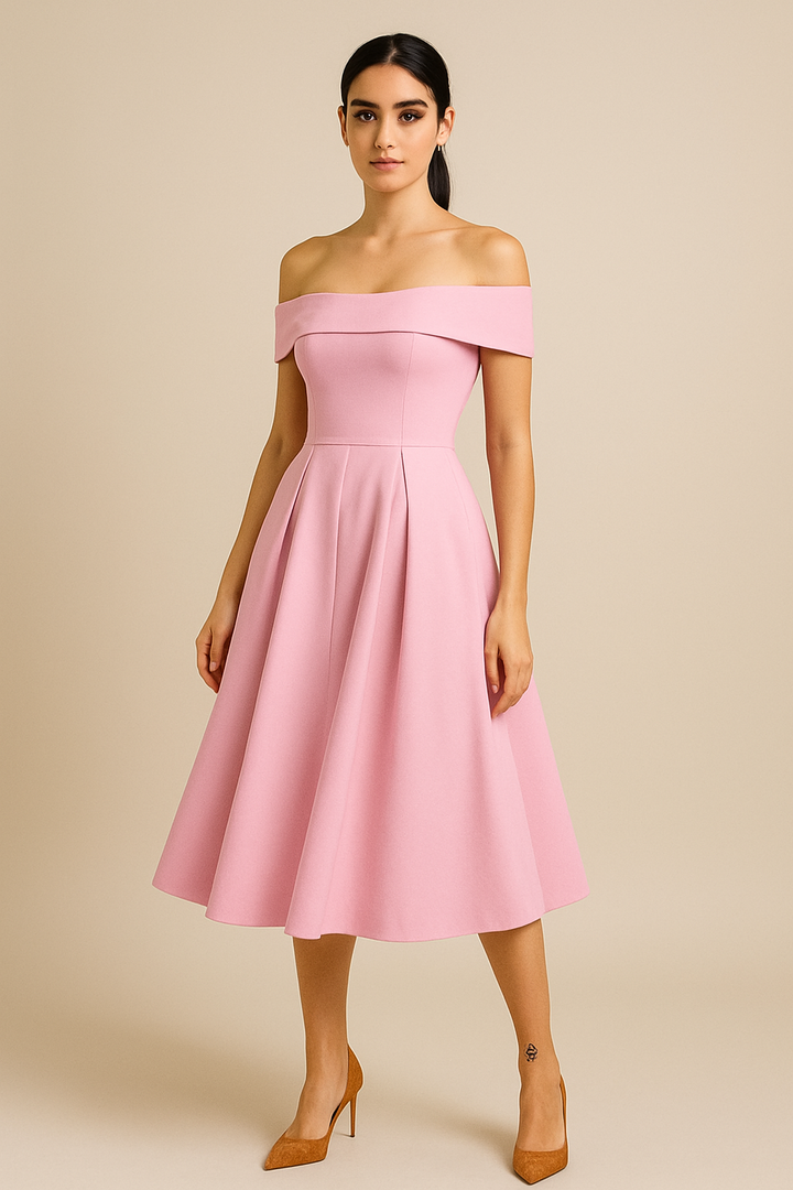 Festliches Sommerkleid für Damen mit schulterfreiem Ausschnitt und A-Linie