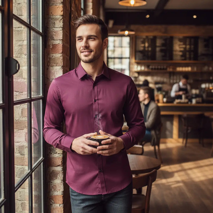 Herrenhemd mit Stretch, Atmungsaktivem Stoff und Knitterarmem Finish für den Herbst